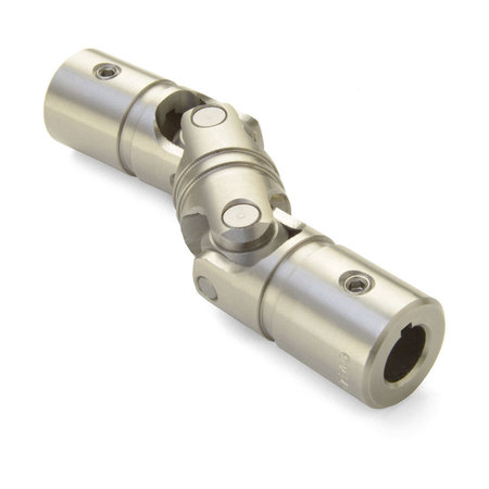 Double U-Joint, 9/16"" x 14 mm Bores, 1.120"" (28.4 mm) OD, Stainless -  RULAND, "UDSK18-9/16""-14MM-SS"